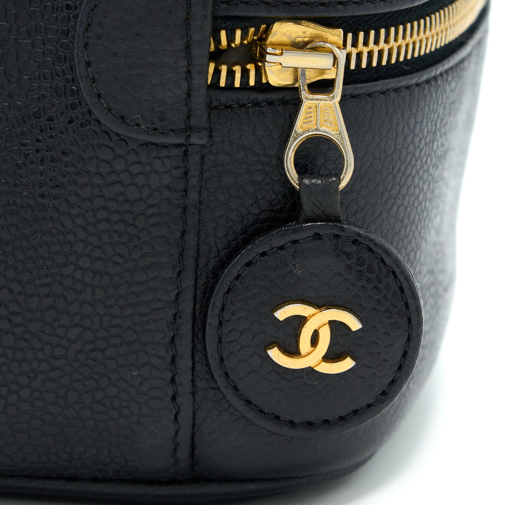 CHANEL VINTAGE VANITY CASE CAVIAR BLACK GHW