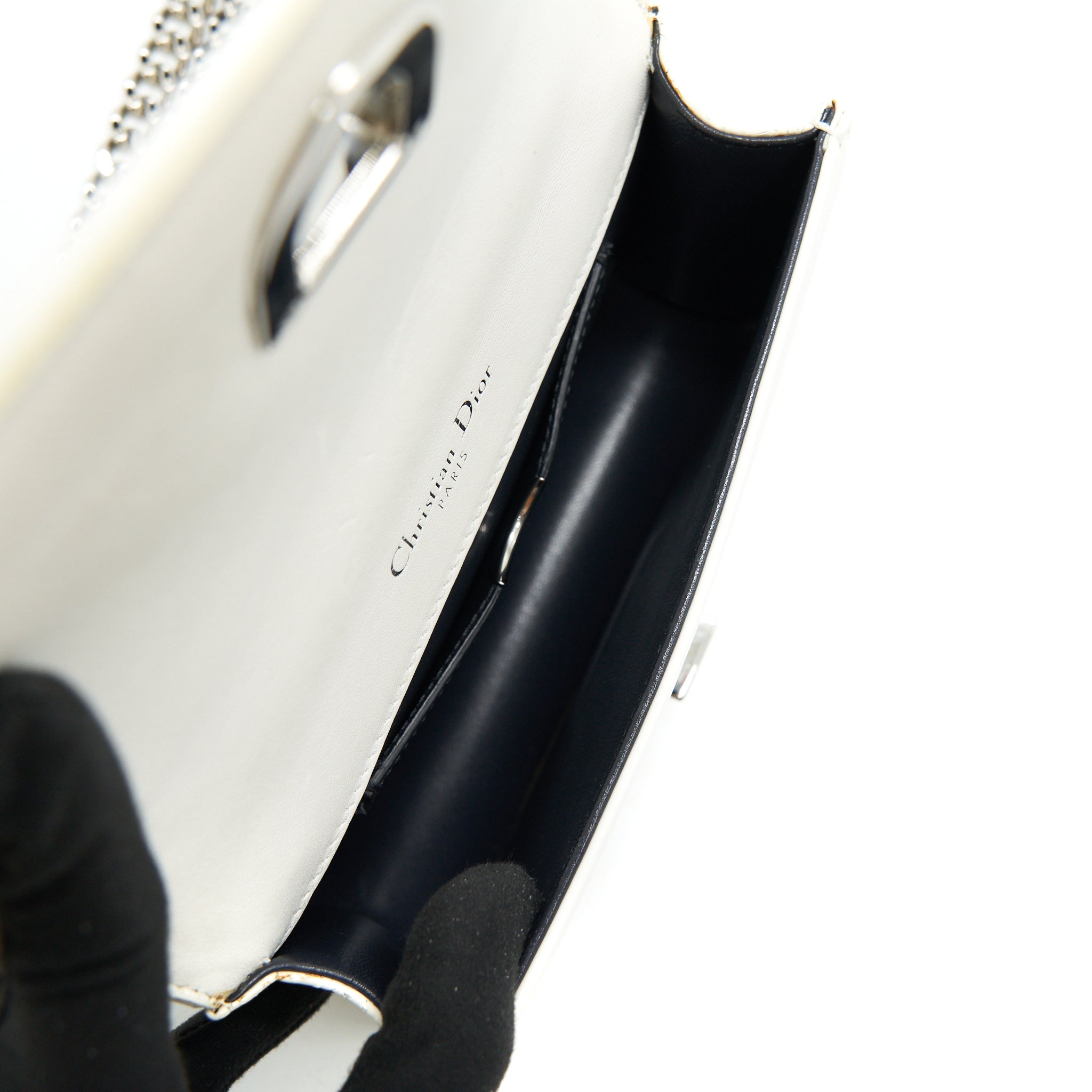 DIOR MINI DIORAMA BAG WHITE WITH SHW