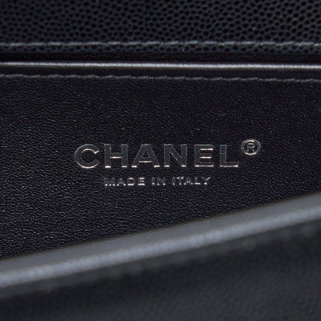 CHANEL SMALL BOY BAG CAVIAR BLACK RUTHENIUM SHW (MICROCHIP)