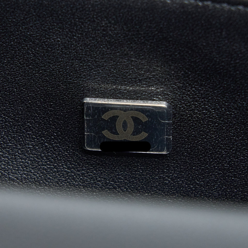 CHANEL SMALL BOY BAG CAVIAR BLACK RUTHENIUM SHW (MICROCHIP)