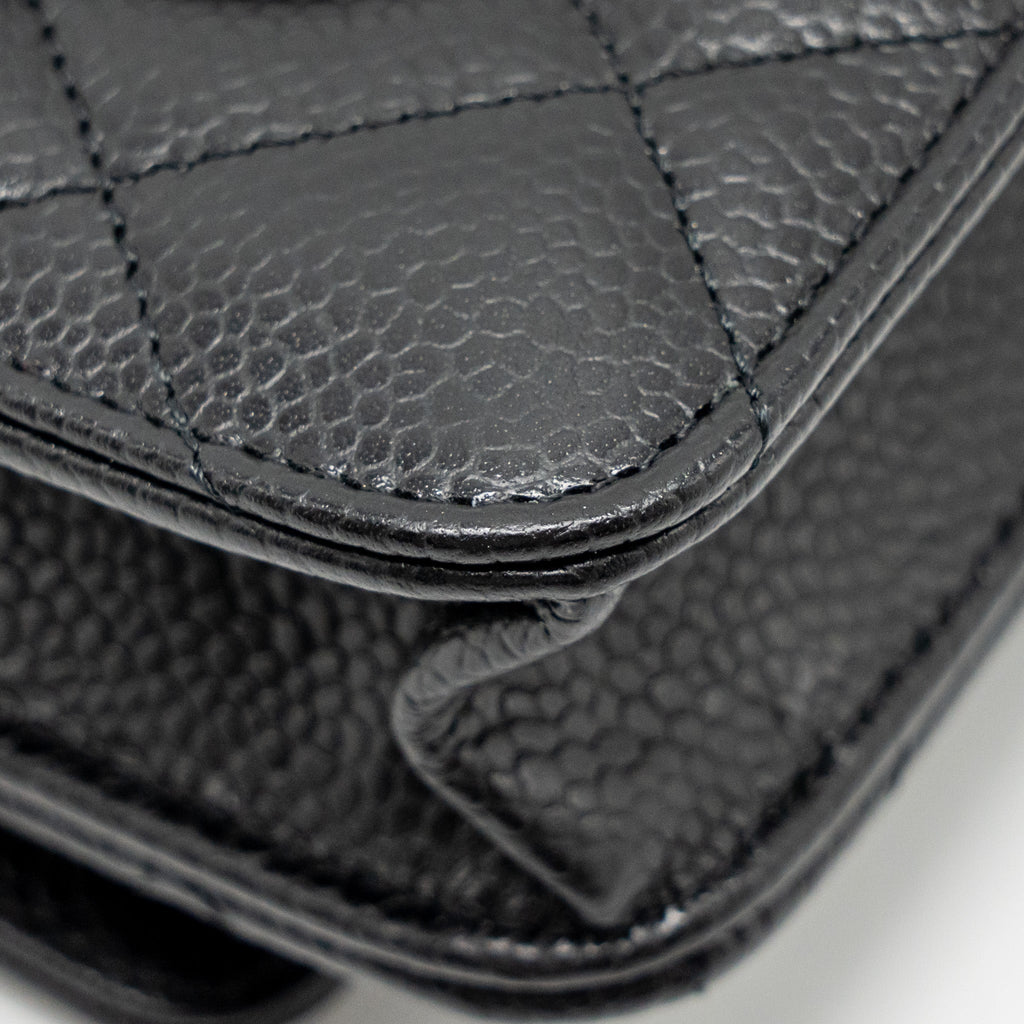 CHANEL CLASSIC WALLET ON CHAIN CAVIAR BLACK GHW(MICROCHIP)