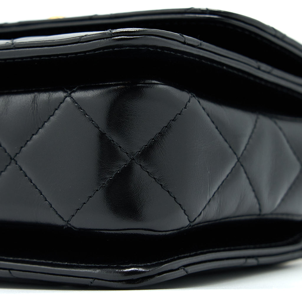 CHANEL 23P FLAP BAG WITH TOP HANDLE SHINY CALFSKIN BLACK GHW (MICROCHIP)