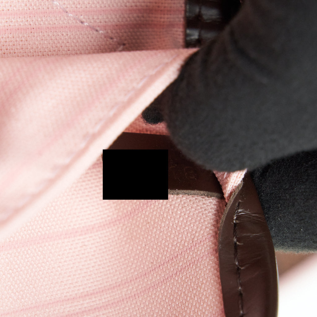 LOUIS VUITTON NEVERFULL MM DAMIER EBENE CANVAS / ROSE BALLERINE