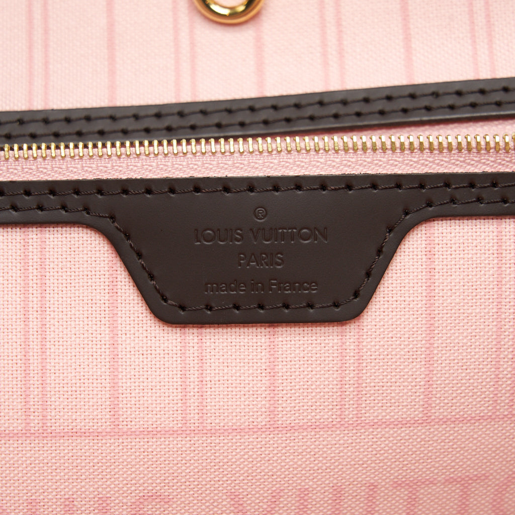 LOUIS VUITTON NEVERFULL MM DAMIER EBENE ROSE BALLERINE GHW