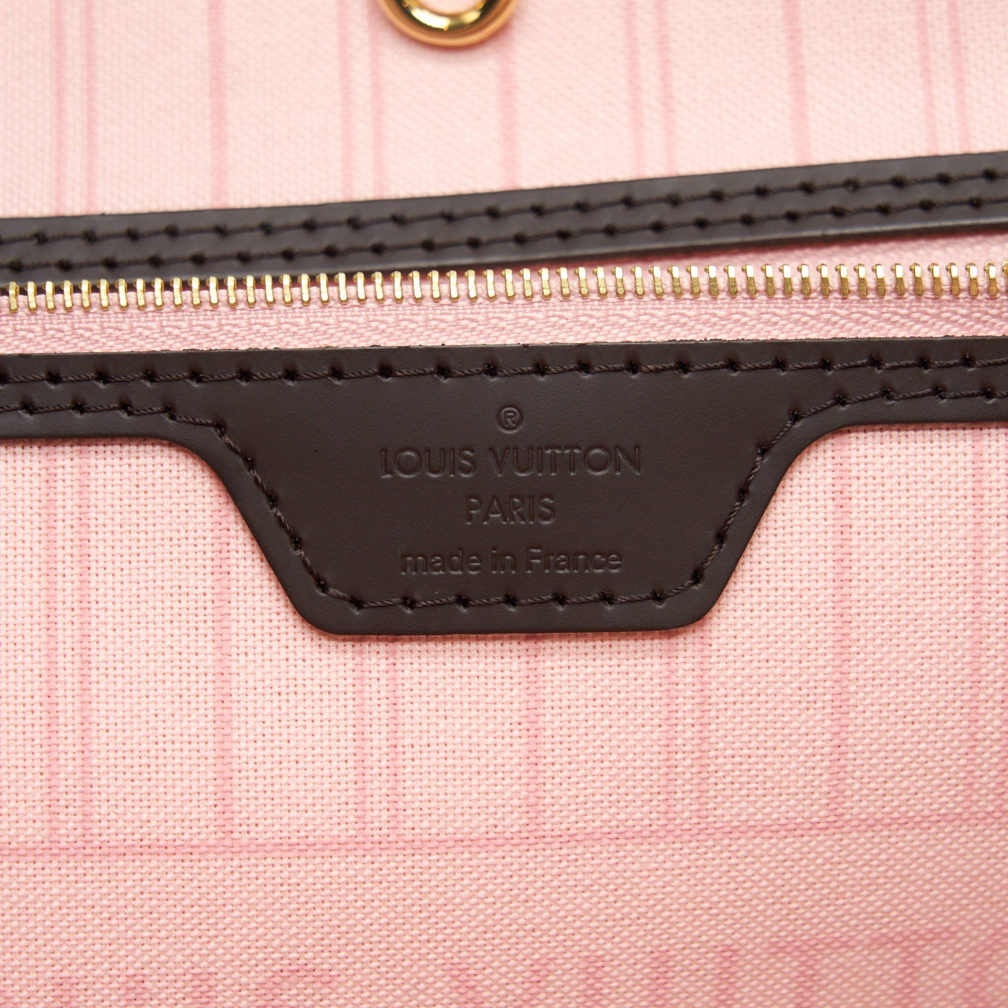 LOUIS VUITTON NEVERFULL MM DAMIER EBENE ROSE BALLERINE GHW