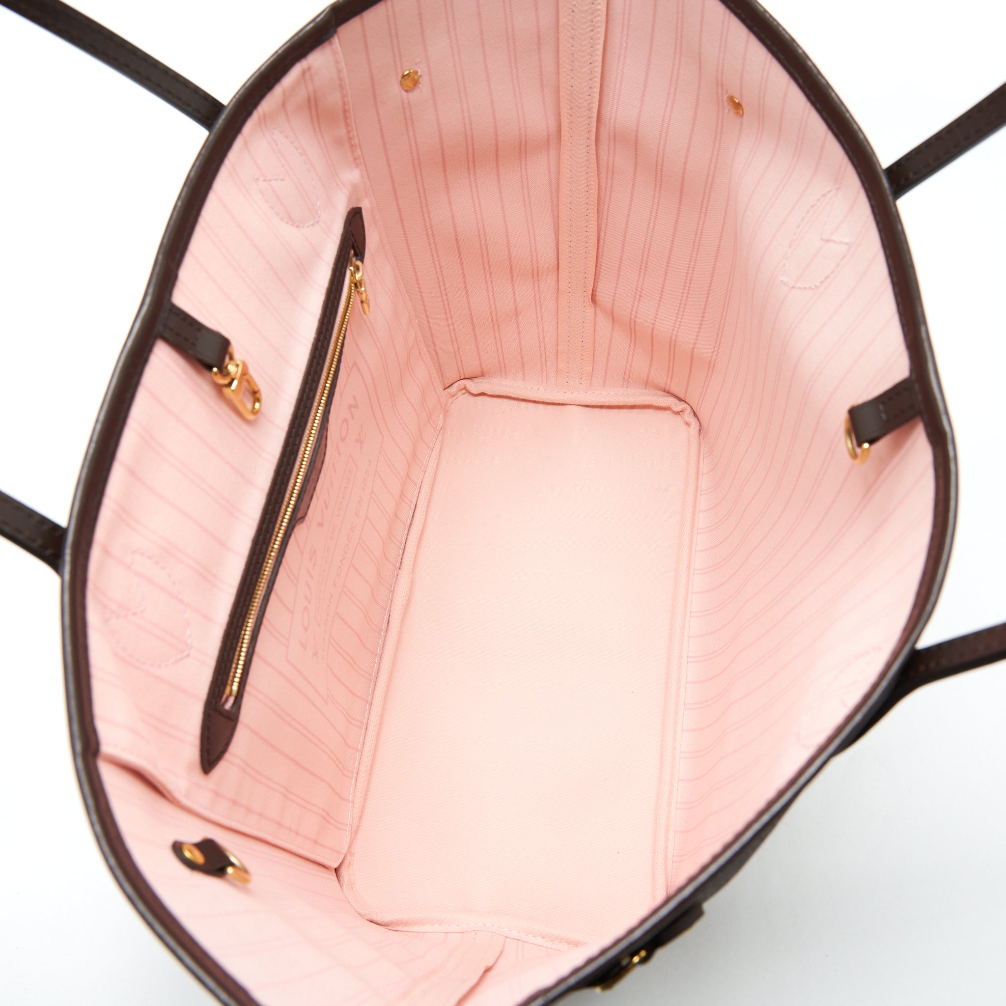 LOUIS VUITTON NEVERFULL MM DAMIER EBENE ROSE BALLERINE GHW