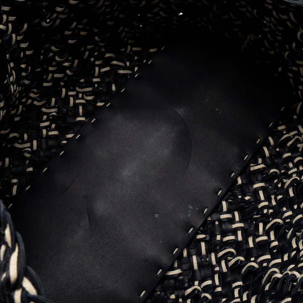 BOTTEGA VENETA TOTE BAG LEATHER DARK BLUE MULTICOLOUR BLACK HARDWARE