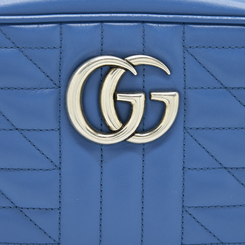 GUCCI GG MARMONT MATELASSE SHOULDER BAG BLUE SHW