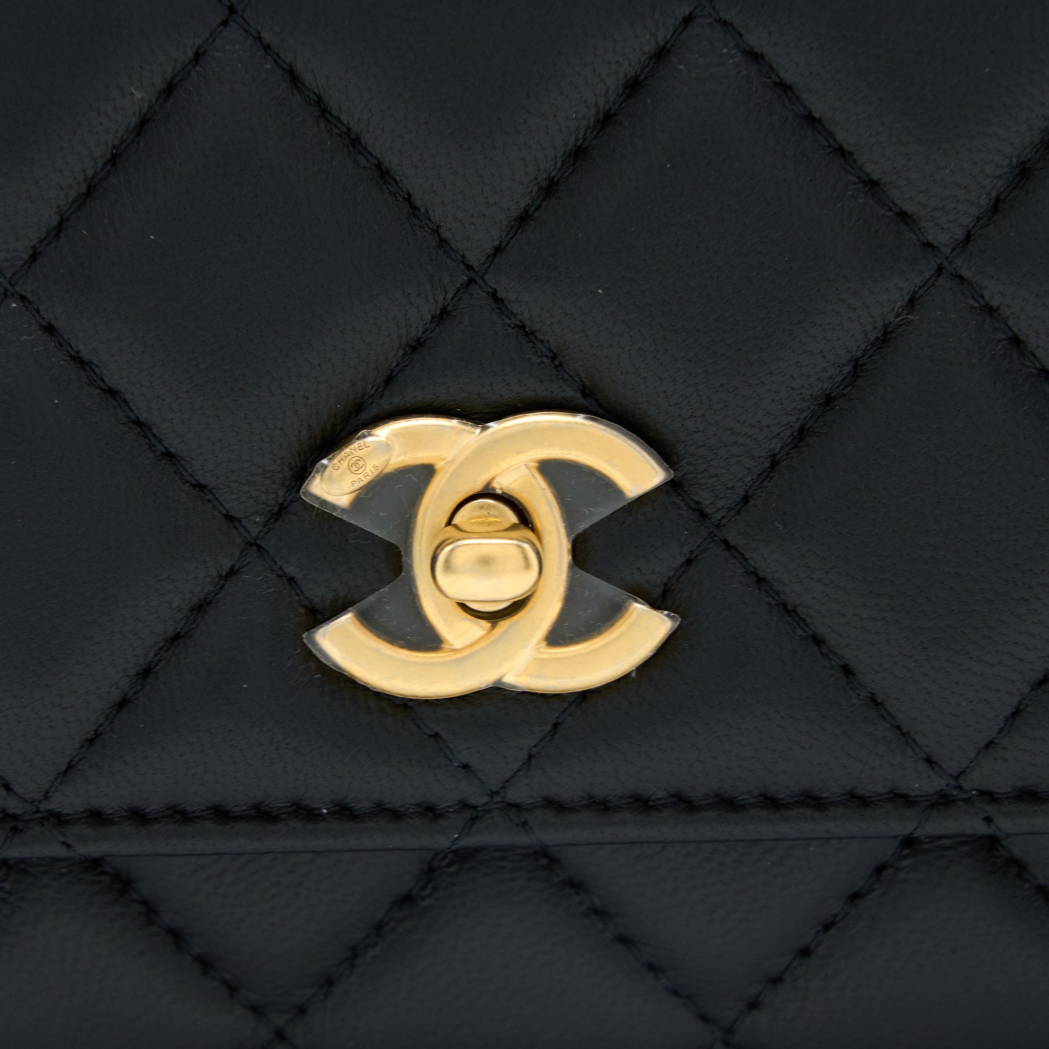 CHANEL PEARL CRUSH WALLET ON CHAIN LAMBSKIN BLACK GHW (MICROCHIP)