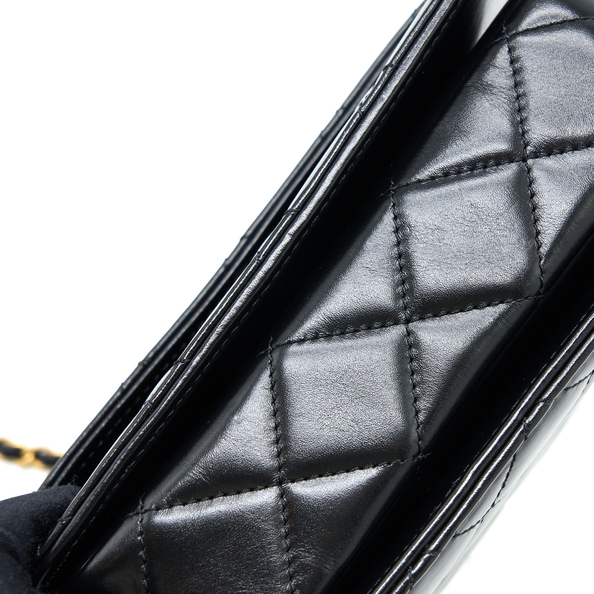 CHANEL 23P FLAP BAG WITH TOP HANDLE SHINY CALFSKIN BLACK GHW (MICROCHIP)