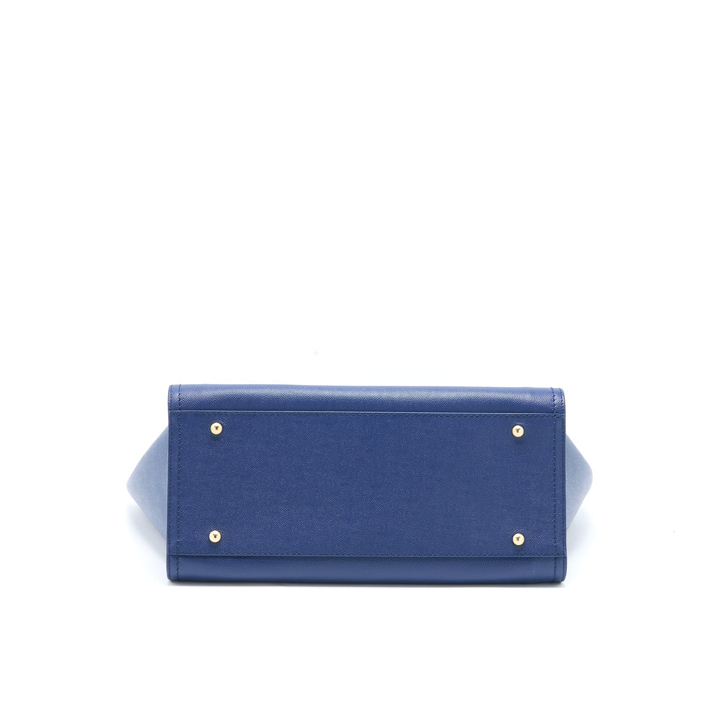 CHANEL DEAUVILLE TOTE BAG GRAINED CALFSKIN NAVY GHW