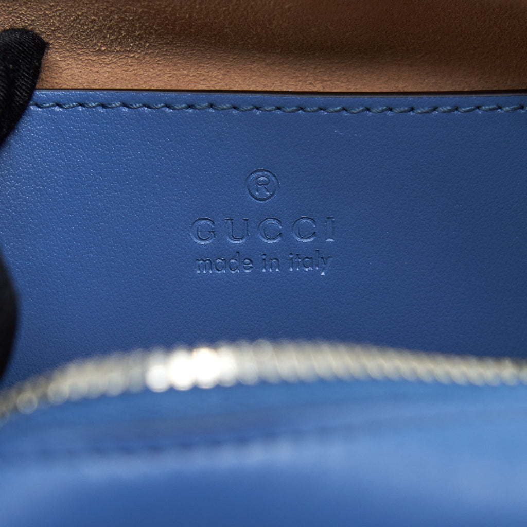 GUCCI GG MARMONT MATELASSE SHOULDER BAG BLUE SHW