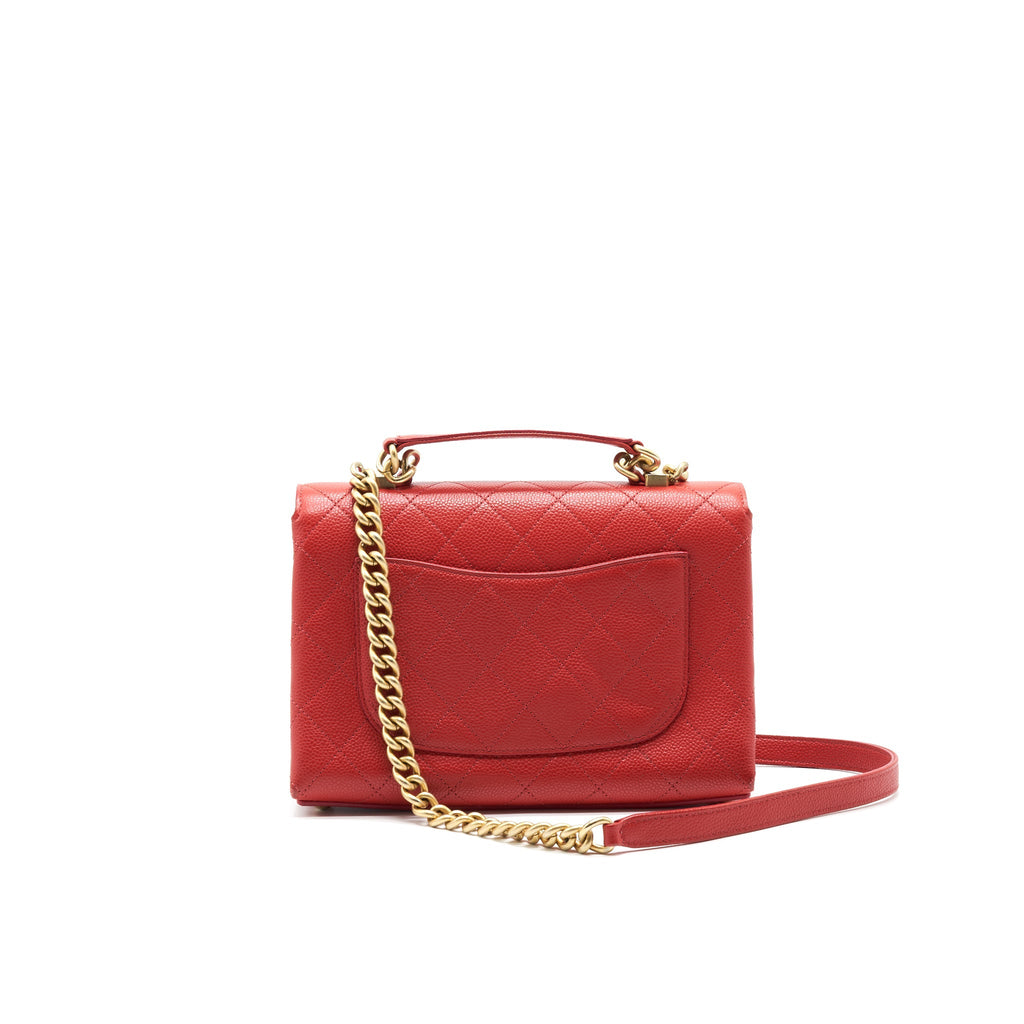 CHANEL FLAP SHOULDER BAG WITH CHAIN CAVIAR IN RED GHW