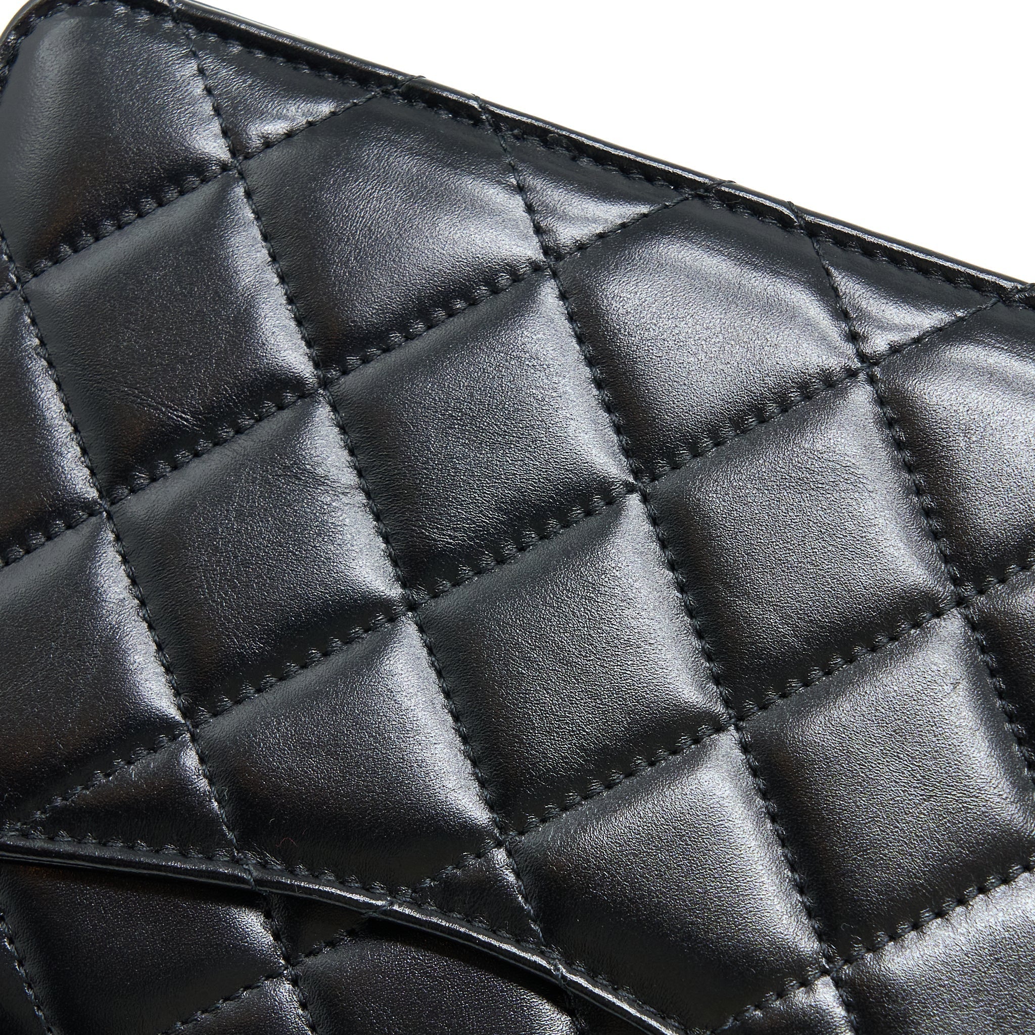 CHANEL 23P FLAP BAG WITH TOP HANDLE SHINY CALFSKIN BLACK GHW (MICROCHIP)
