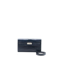 HERMES KELLY TO GO ALLIGATOR MISSISSIPPIENSIS MAT BLUE INDIGO SHW