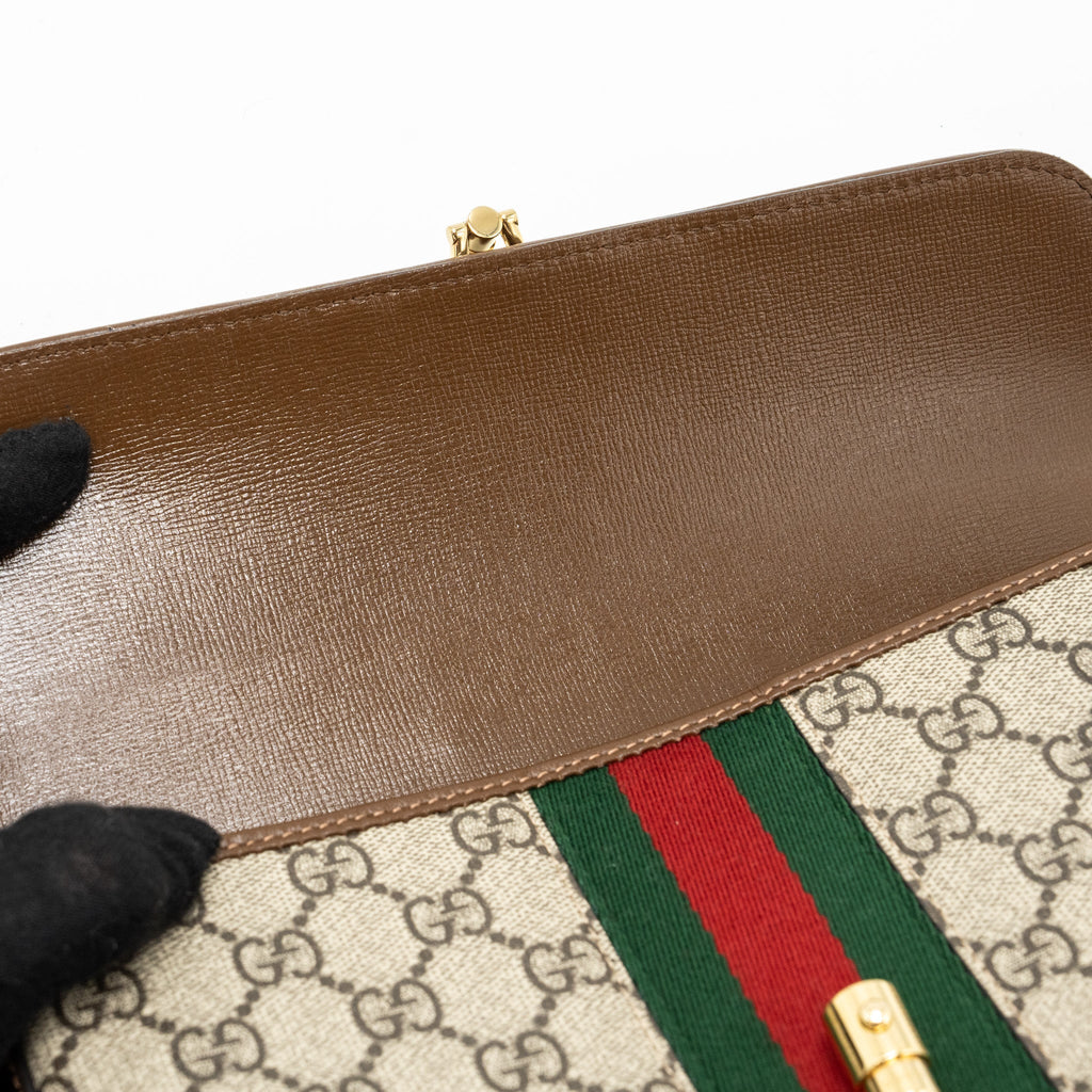 GUCCI FLAP BELT BAG GG SUPREME CANVAS GHW