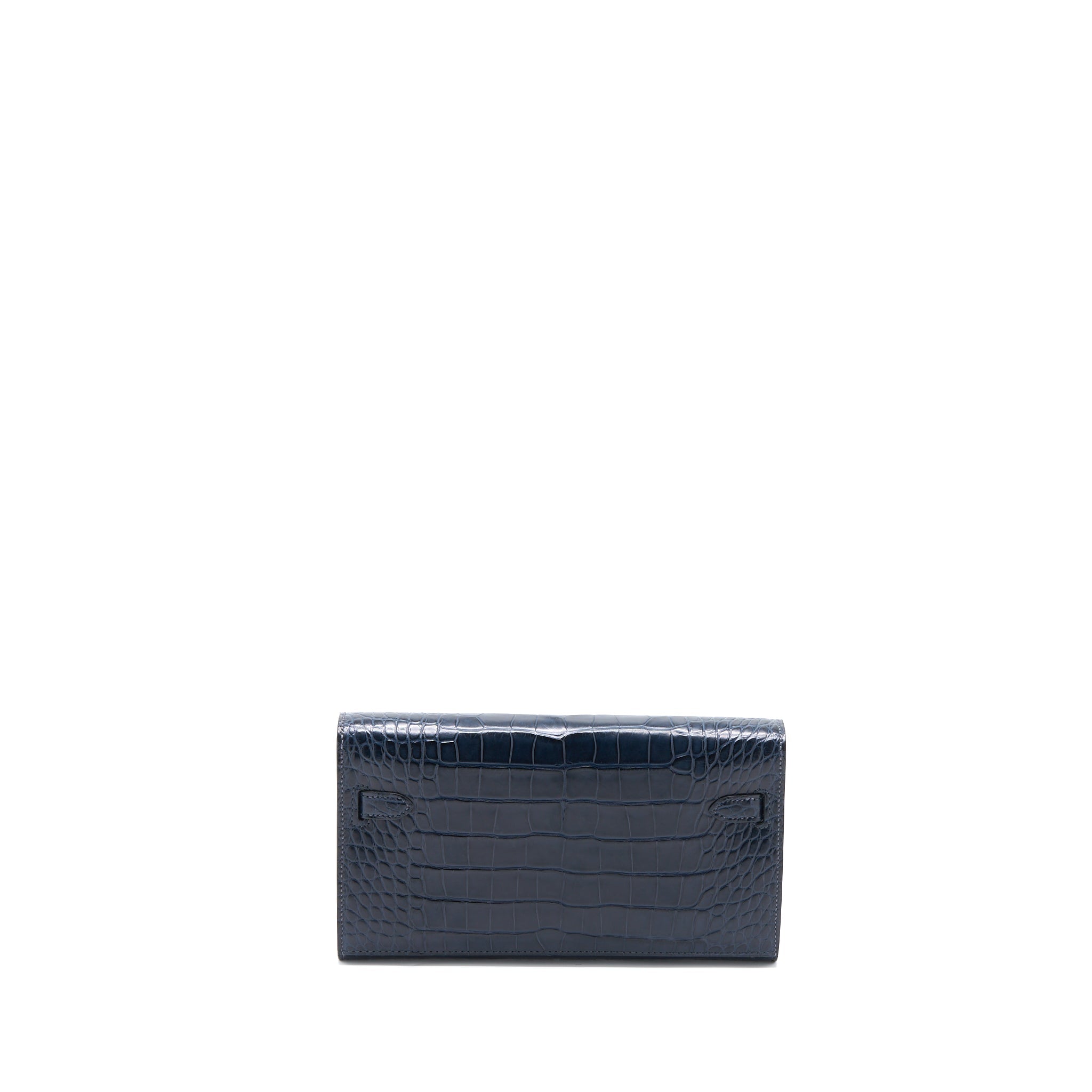 HERMES KELLY TO GO ALLIGATOR MISSISSIPPIENSIS MAT BLUE INDIGO SHW
