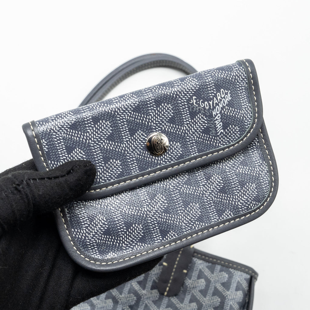 GOYARD MINI ANJOU TOTE BAG  GOYARDLINE CANVAS / LEATHER GREY SHW