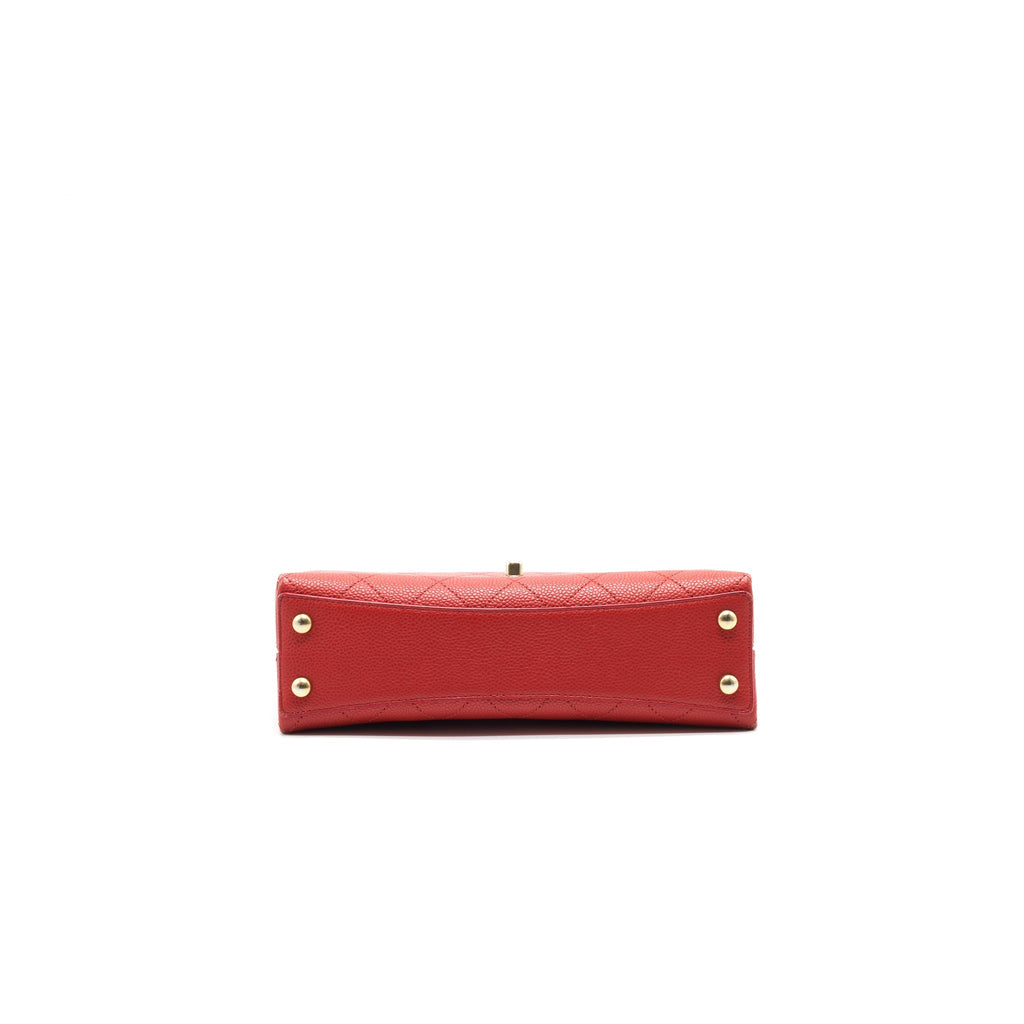 CHANEL FLAP SHOULDER BAG WITH CHAIN CAVIAR IN RED GHW