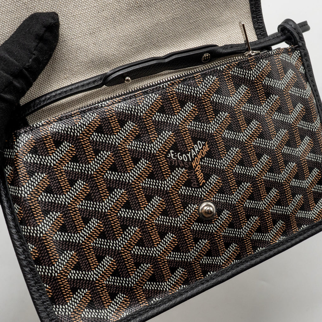GOYARD PLUMET POCKET POCHETTE GOYARDINE CANVAS/LEATHER BLACK SHW