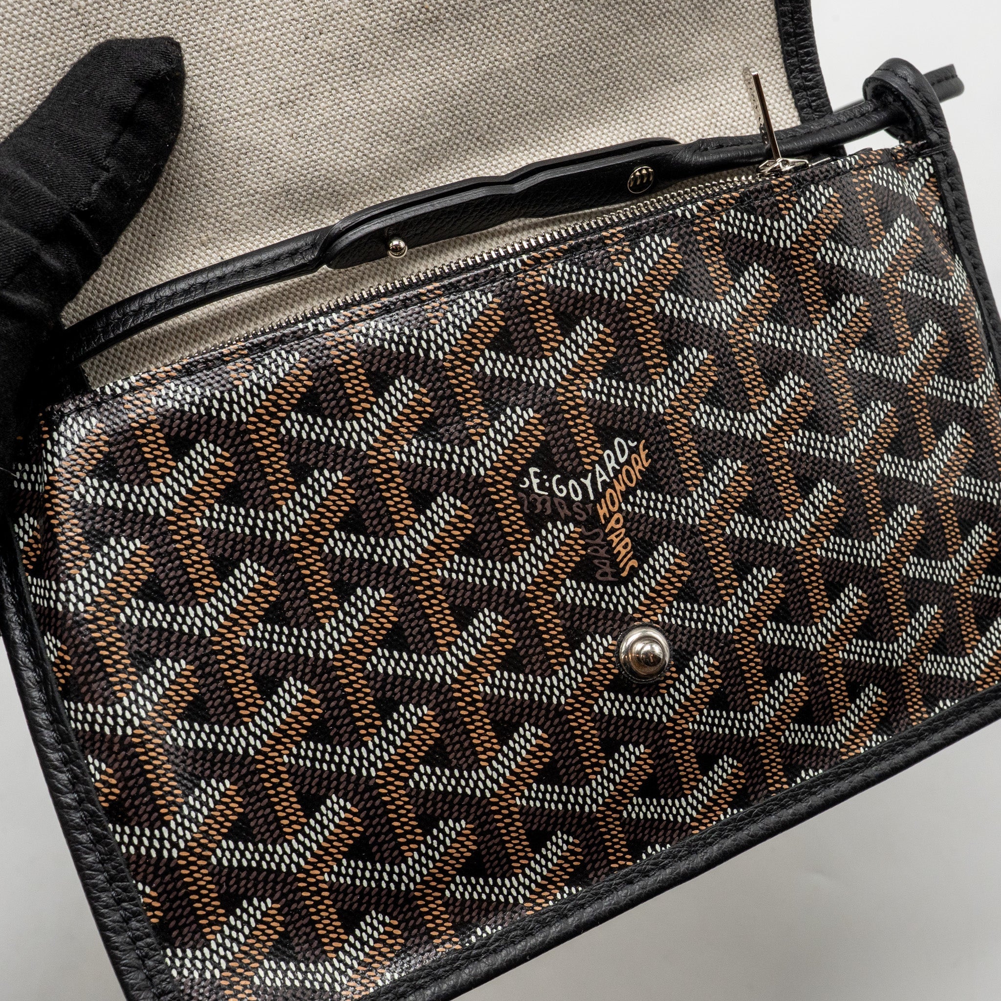 GOYARD PLUMET POCKET POCHETTE GOYARDINE CANVAS/LEATHER BLACK SHW