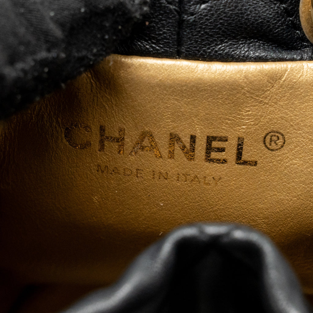 CHANEL PEARL CRUSH MINI BUCKET BAG LAMBSKIN BLACK GHW (MICROCHIP)
