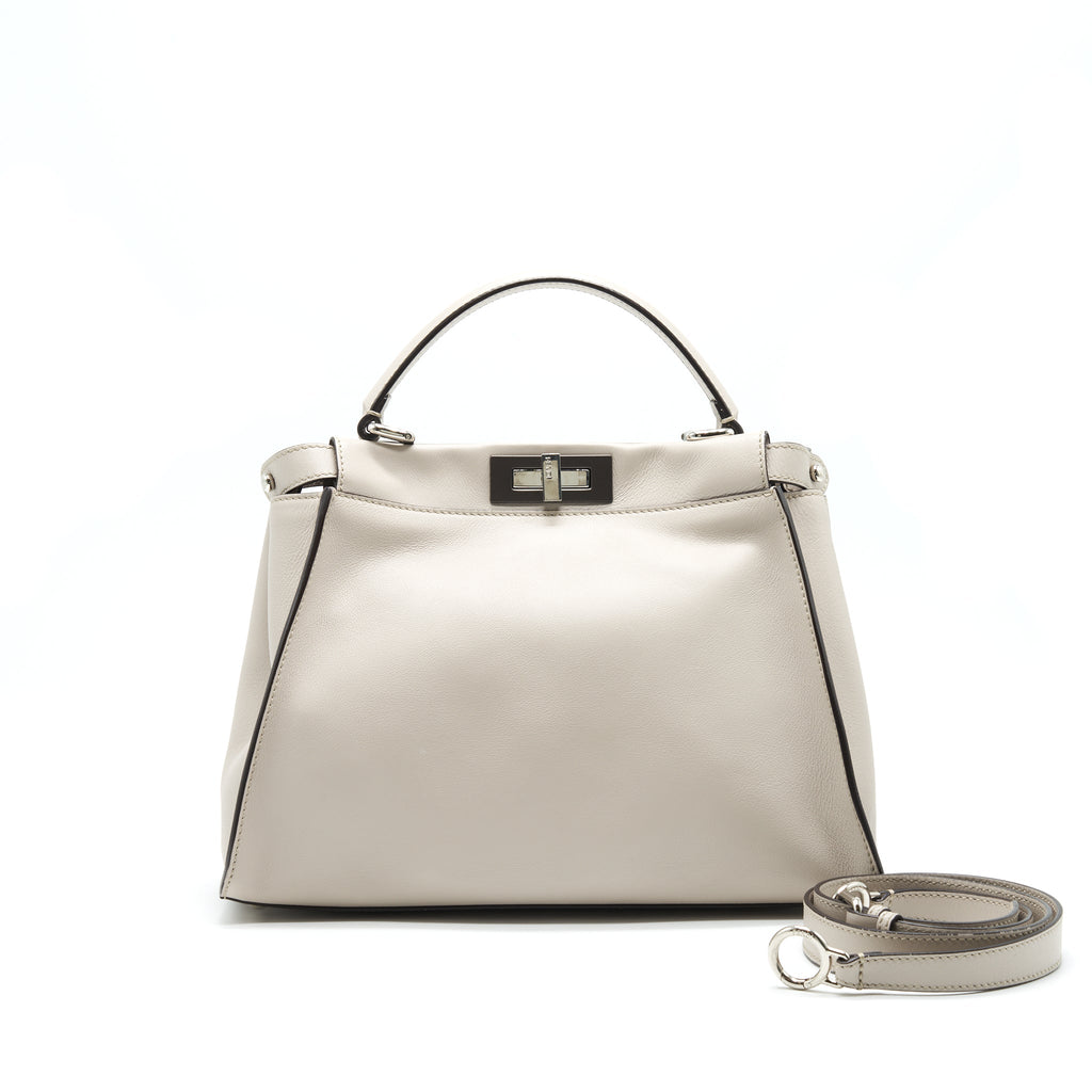 FENDI MEDIUM PEEKABOO BAG LIGHT GREY WITH SHW