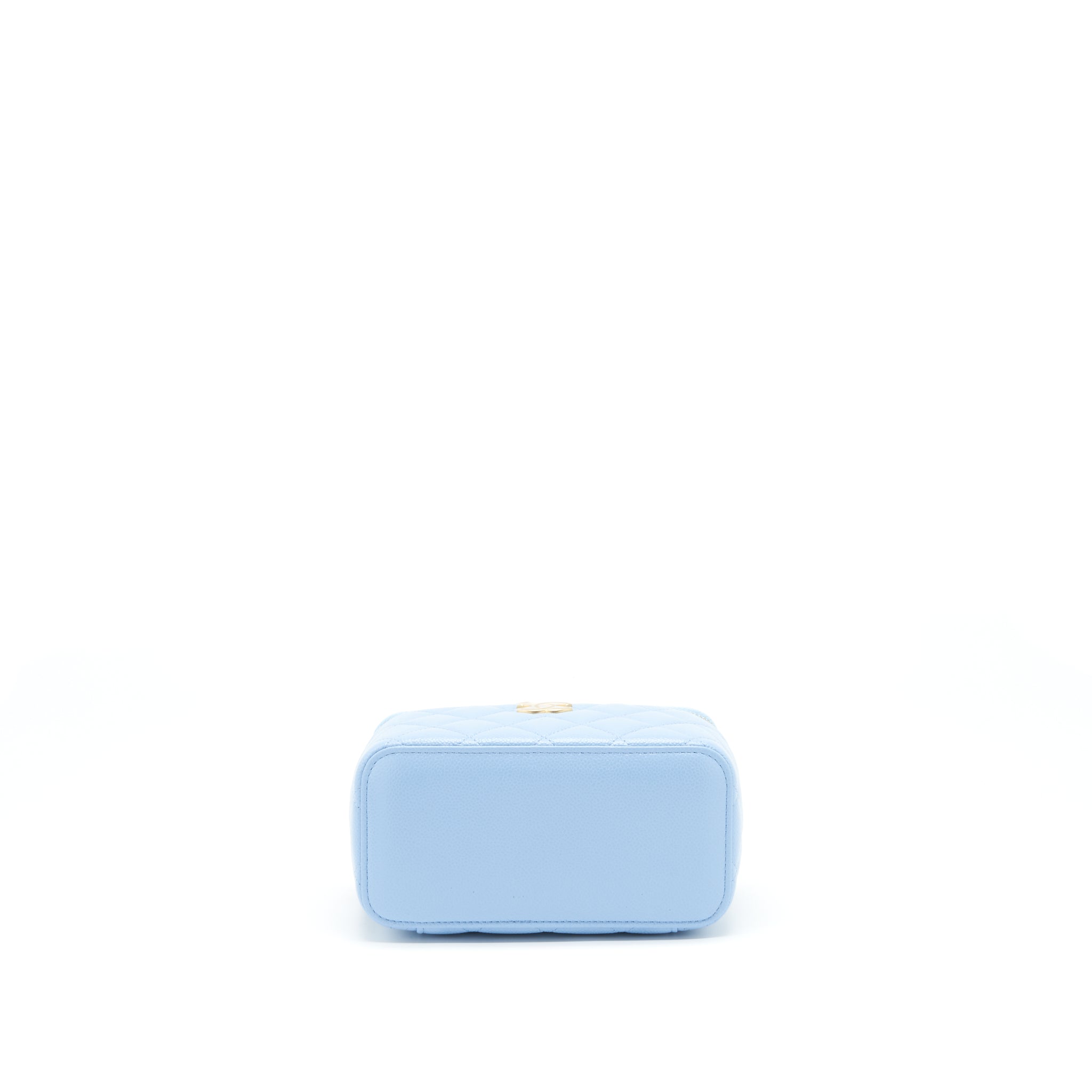 CHANEL 22S LETTER HANDLE LONG VANITY WITH CHAIN CAVIAR BLUE GHW