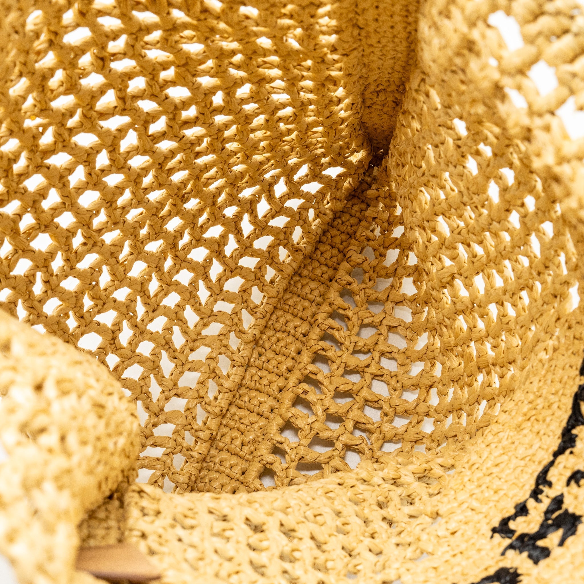 PRADA CROCHET TOTE BAG RAFFIA TAN