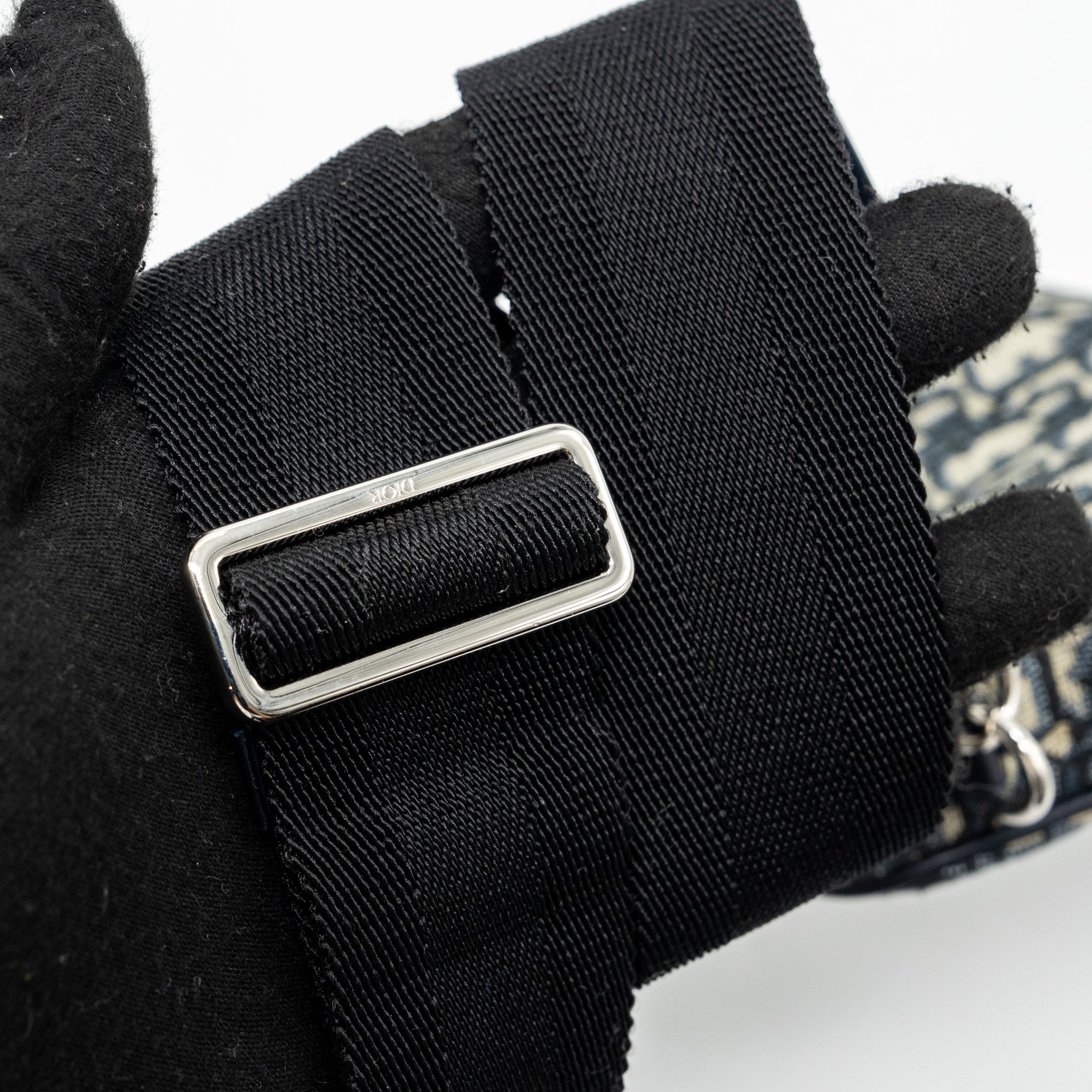 DIOR 3 IN 1 MINI ZIPPER POUCH WITH STRAP BLUE JACQUARD SHW