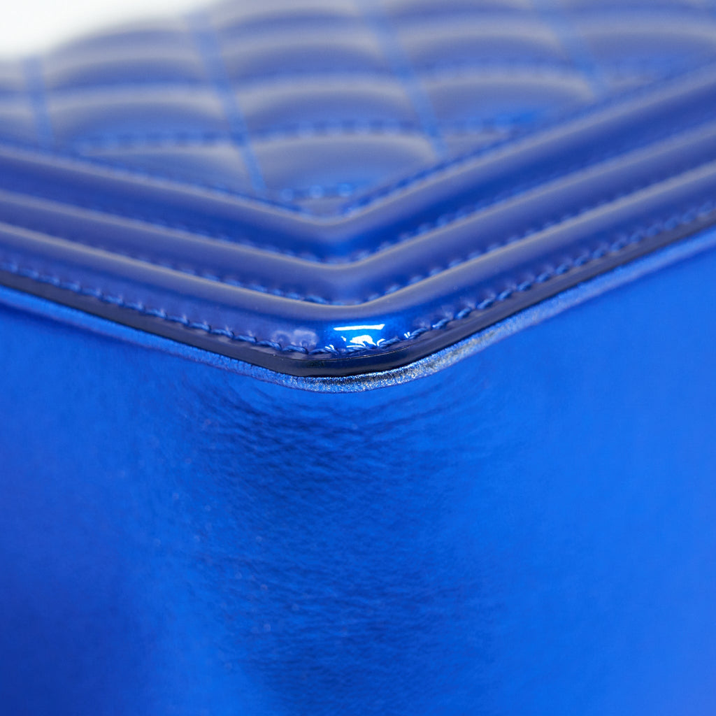 CHANEL MEDIUM LE-BOY PATENT ELECTRIC BLUE SHW