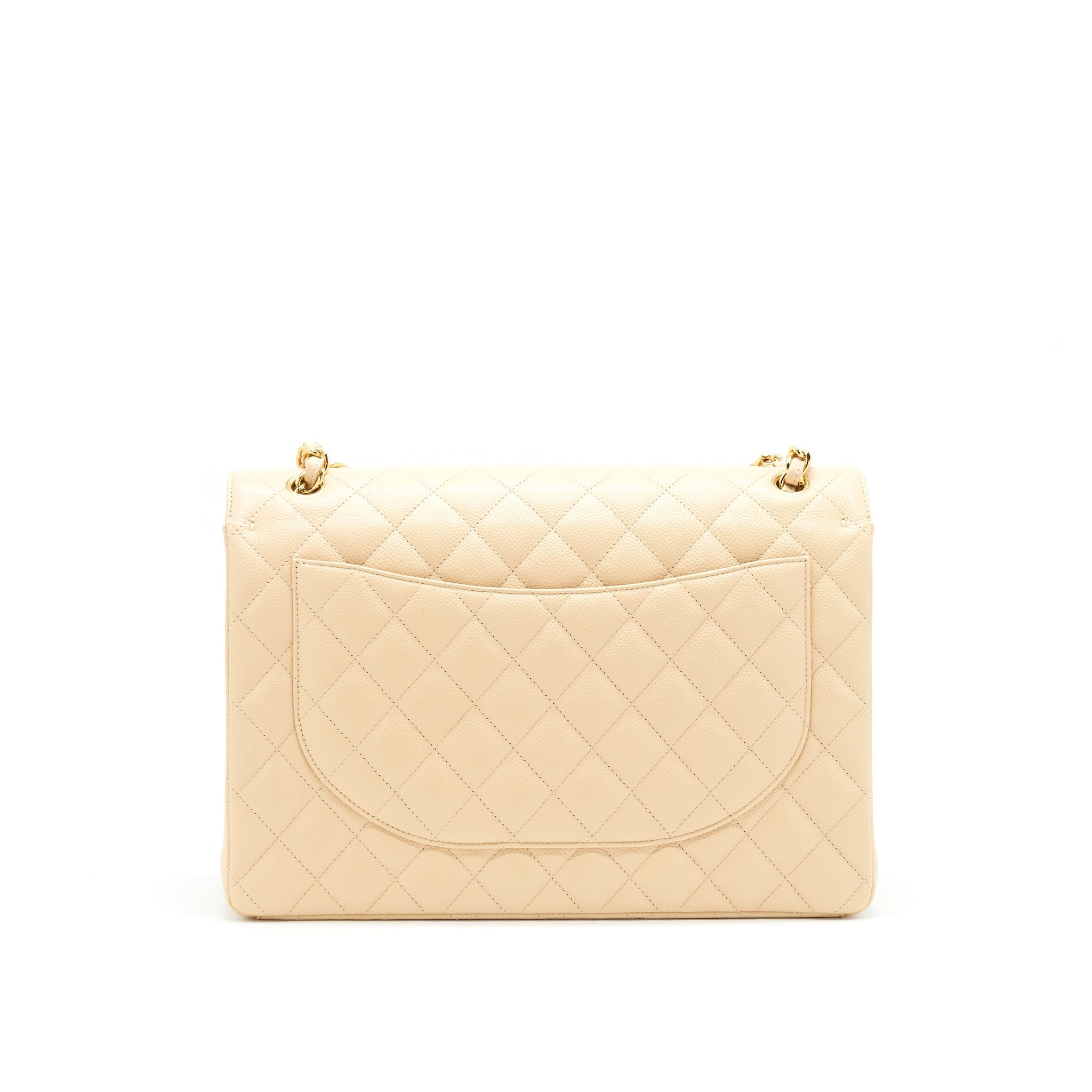 CHANEL MAXI CLASSIC DOUBLE FLAP BAG CAVIAR BEIGE GHW