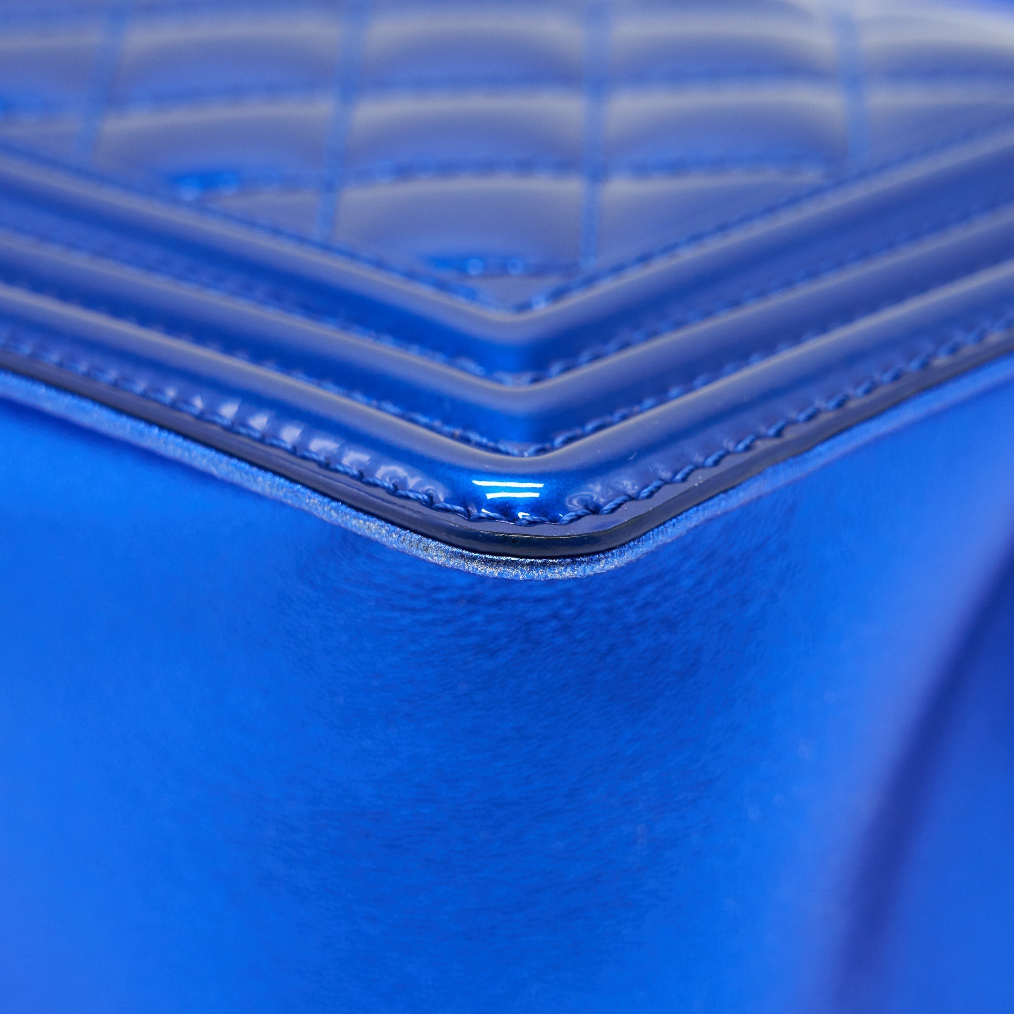 CHANEL MEDIUM LE-BOY PATENT ELECTRIC BLUE SHW