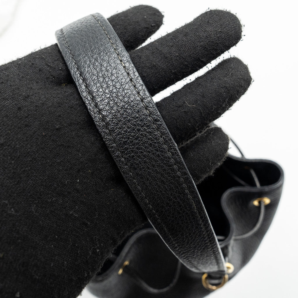 PRADA SECCHIELLO BUCKET BAG GRAINED CALFSKIN BLACK GHW
