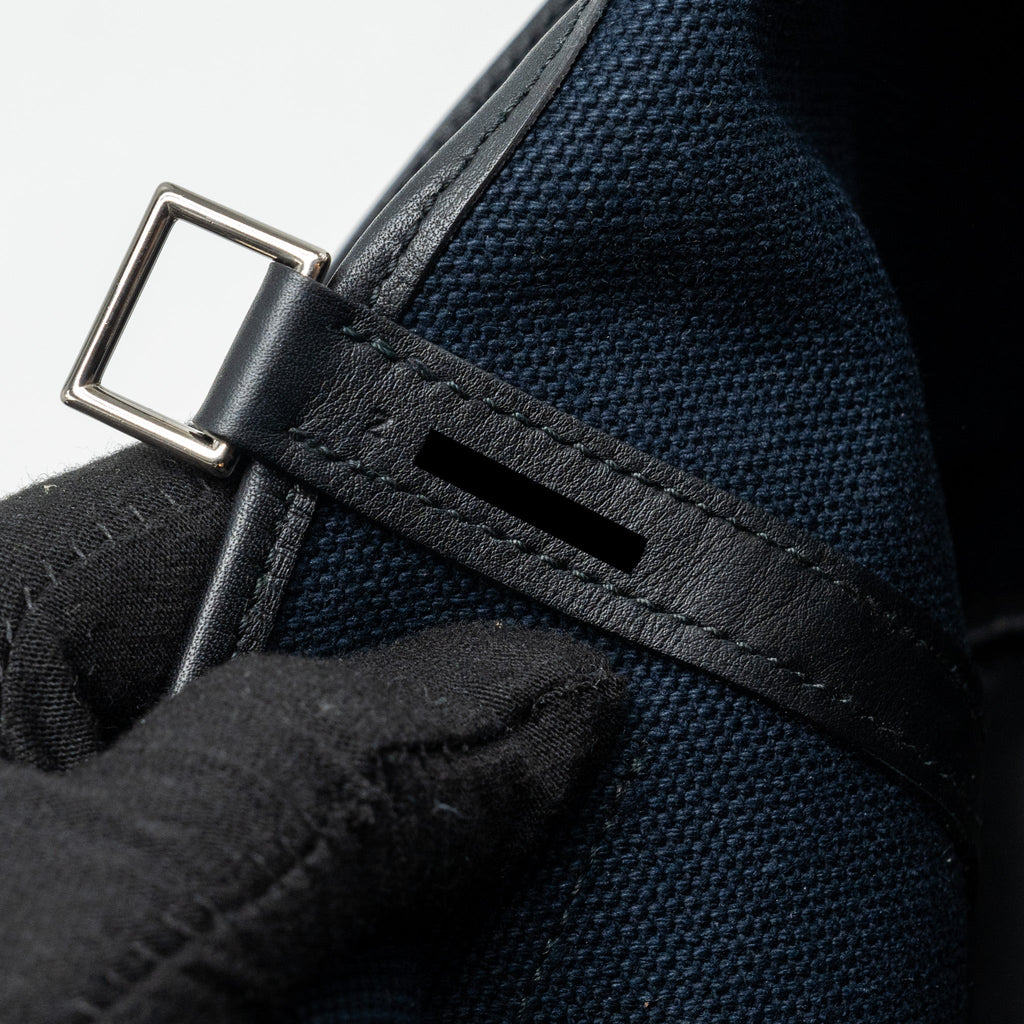 HERMES PICOTIN CARGO 18 LOCK BAG CANVAS/SWIFT BLUE MARINE/BLACK SHW