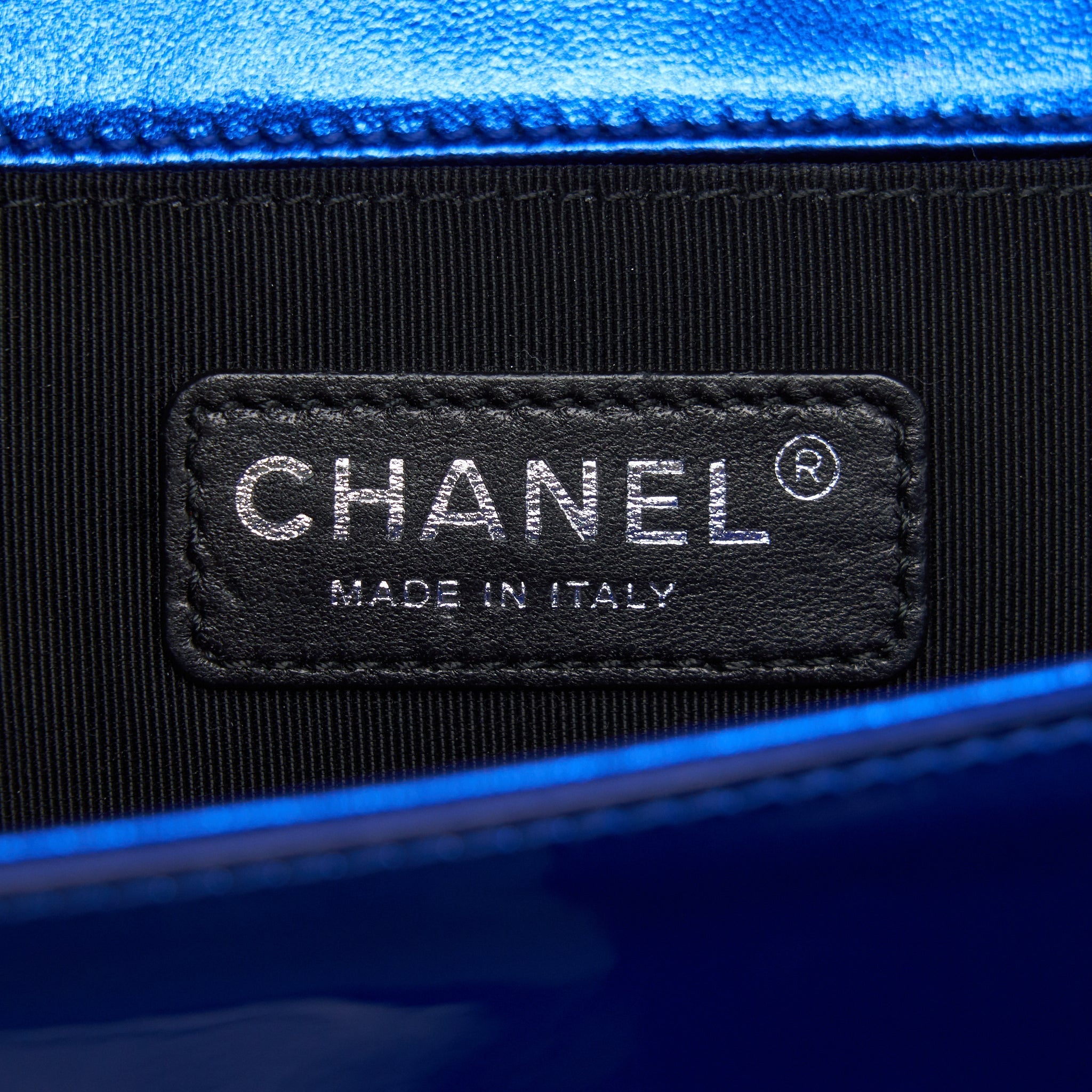 CHANEL MEDIUM LE-BOY PATENT ELECTRIC BLUE SHW
