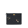 CHANEL 2.55 LEATHER CLUTCH WITH CHARM BLACK GHW