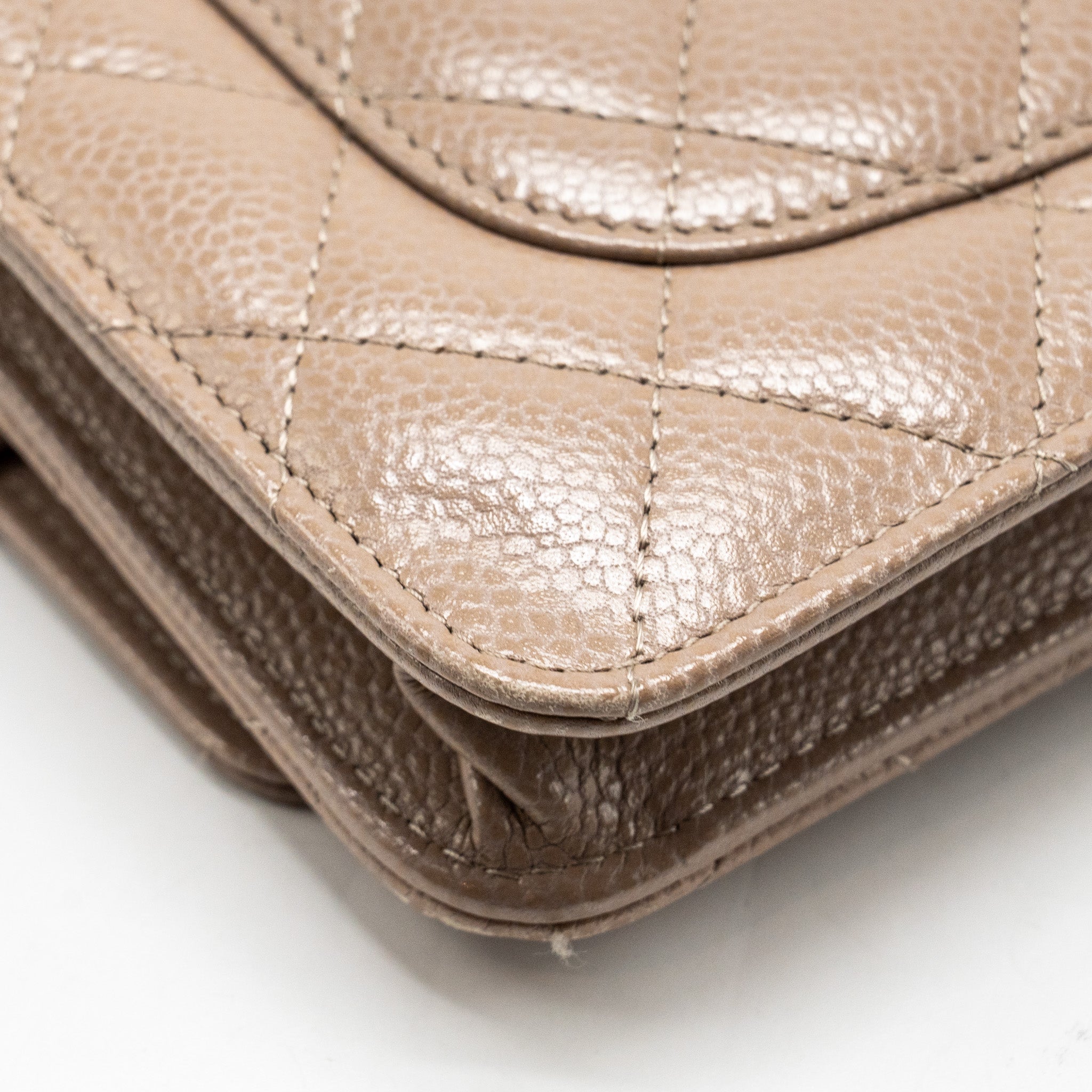 CHANEL CLASSIC WALLET ON CHAIN CAVIAR DARK BEIGE SHW