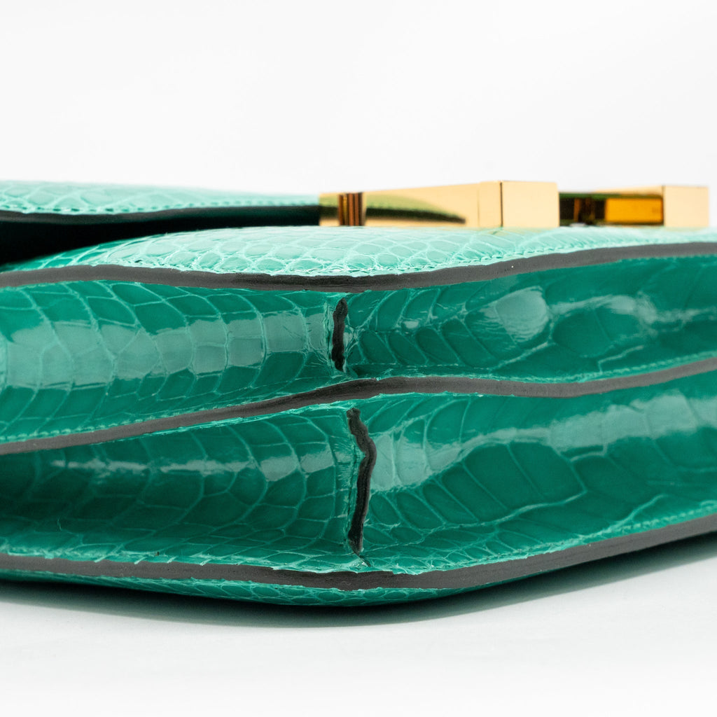 HERMES MINI CONSTANCE SHINY ALLIGATOR MISSISSIPPIENSIS VERT JADE GHW