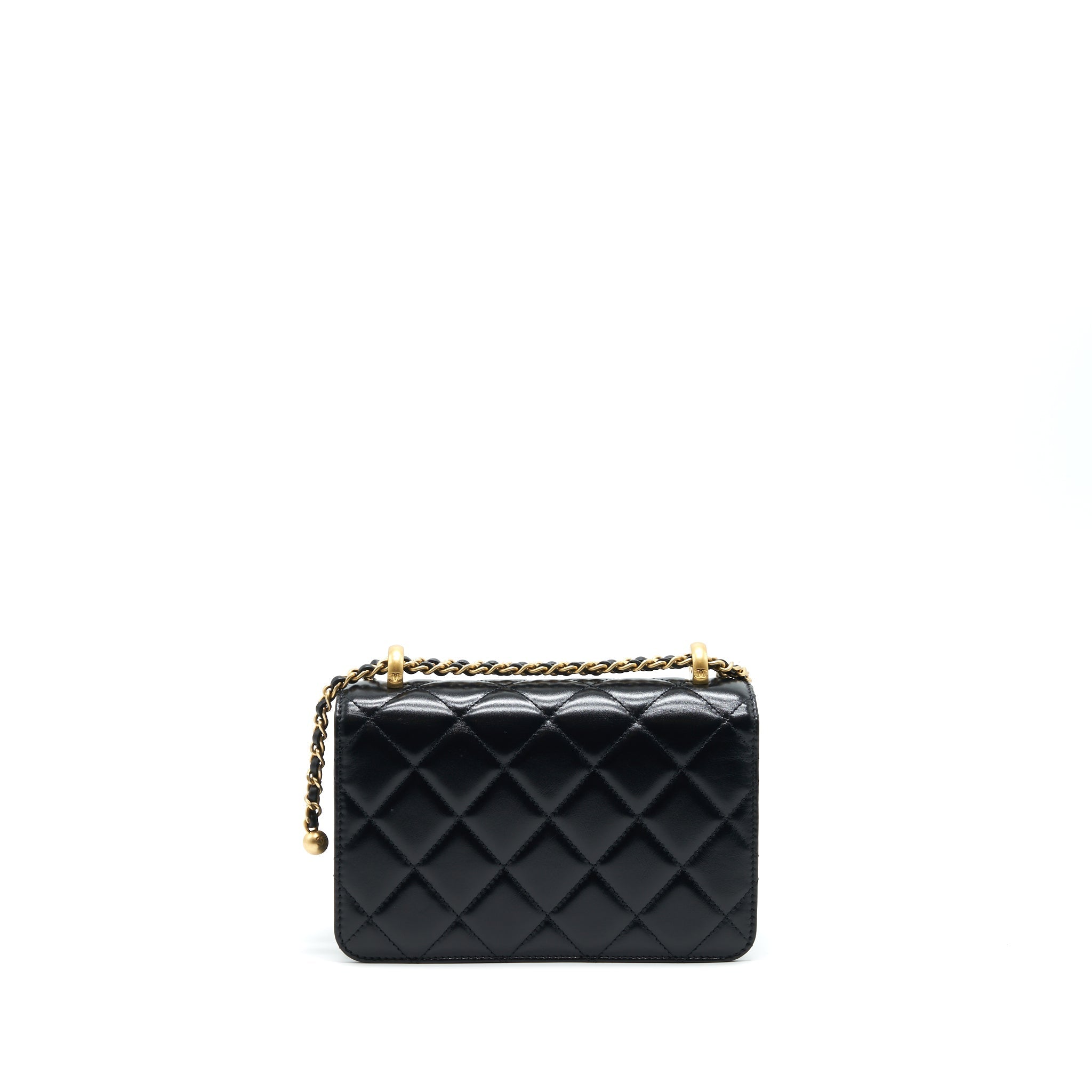 CHANEL 21A GOLD CRUSH MINI FLAP BAG CALFSKIN BLACK GHW