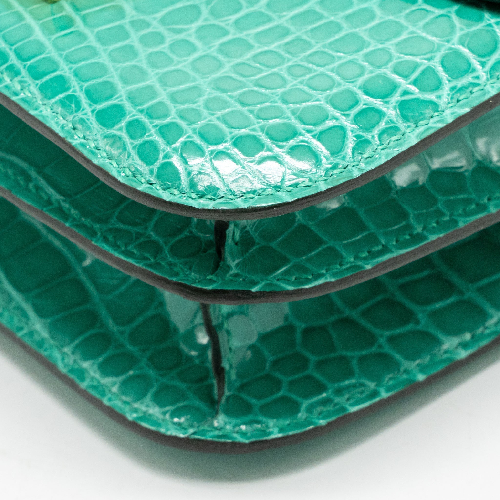 HERMES MINI CONSTANCE SHINY ALLIGATOR MISSISSIPPIENSIS VERT JADE GHW