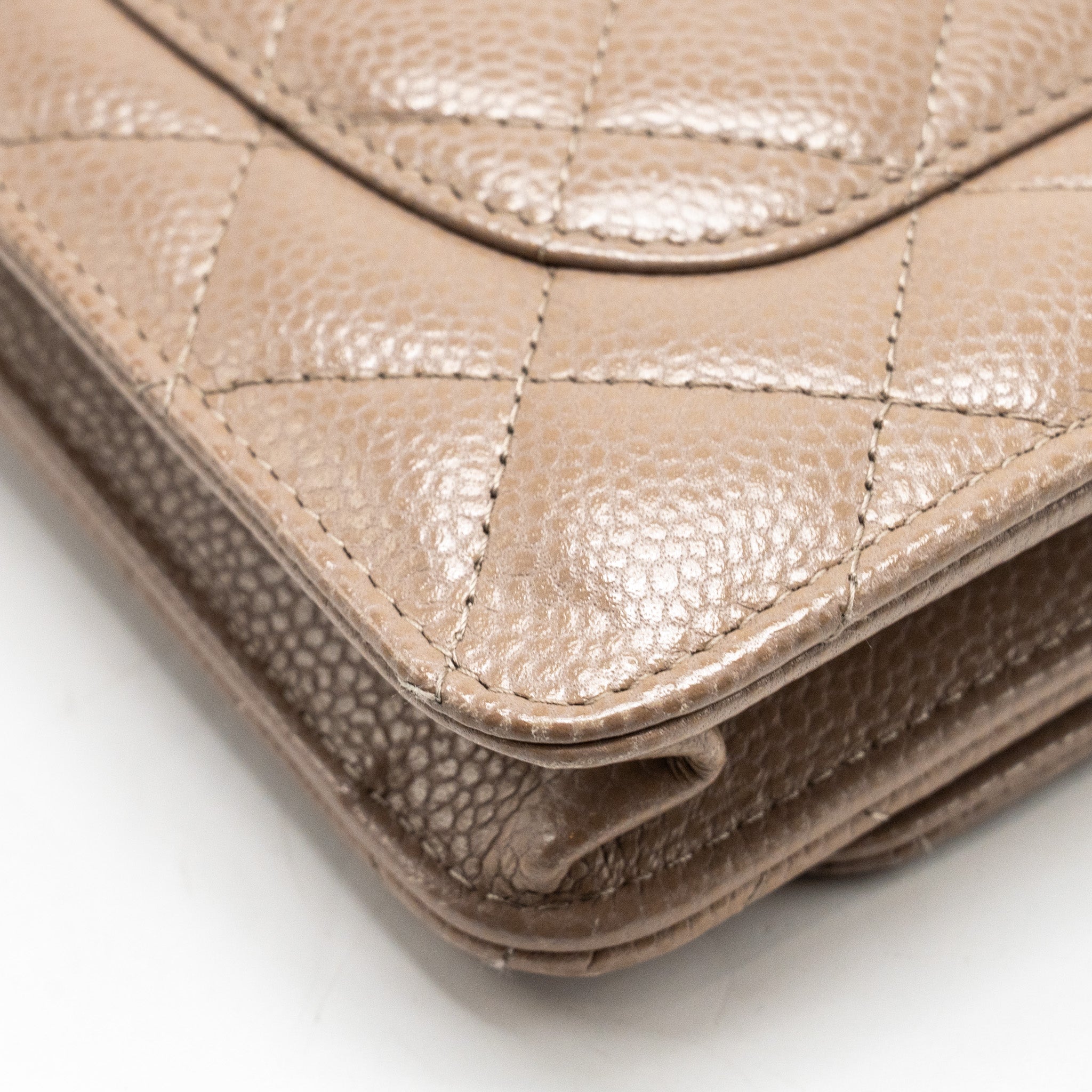 CHANEL CLASSIC WALLET ON CHAIN CAVIAR DARK BEIGE SHW