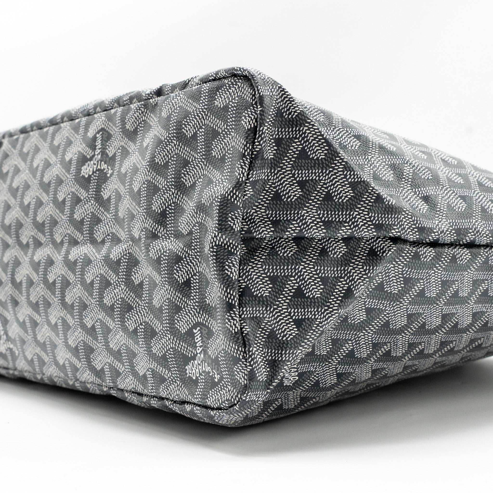 GOYARD SAINT LOUIS PM TOTE BAG GOAYRDINE CANVAS/CALFSKIN GREY SHW