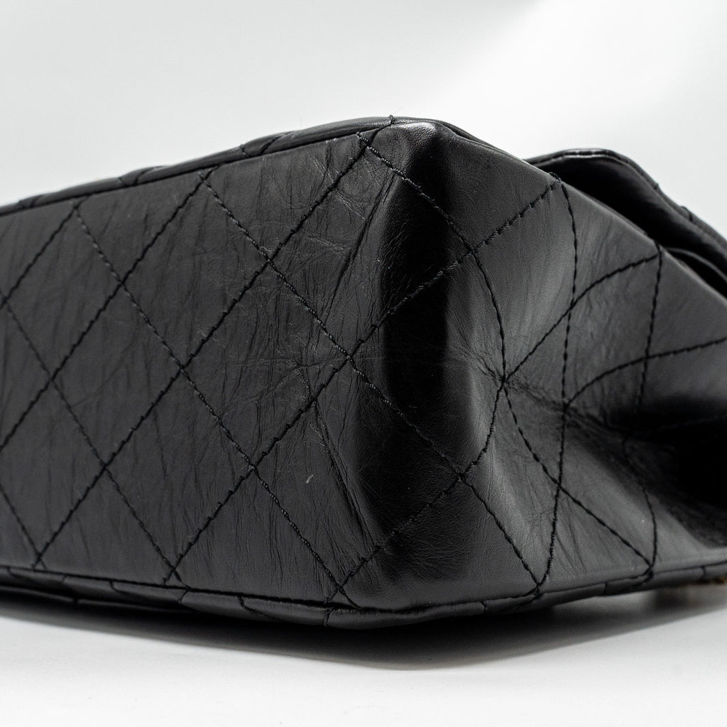 CHANEL MAXI 2.55 REISSUE FLAP BAG AGED CALFSKIN BLACK GHW