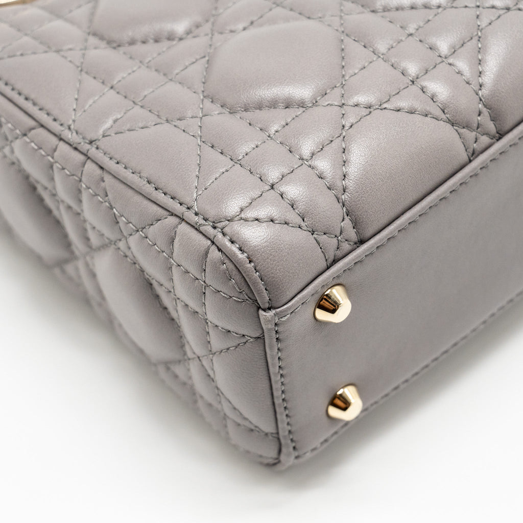 DIOR MINI LADY DIOR LAMBSKIN GREY LGHW