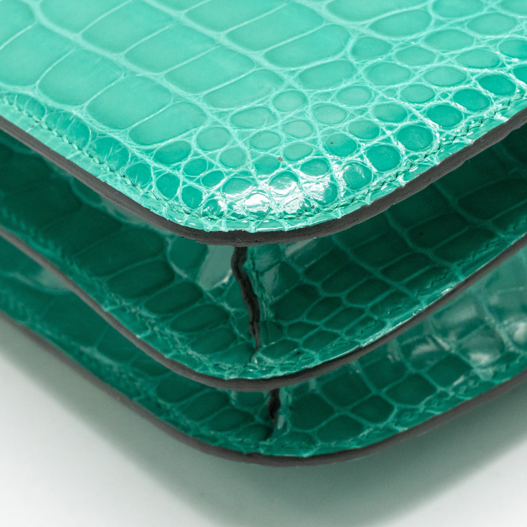 HERMES MINI CONSTANCE SHINY ALLIGATOR MISSISSIPPIENSIS VERT JADE GHW