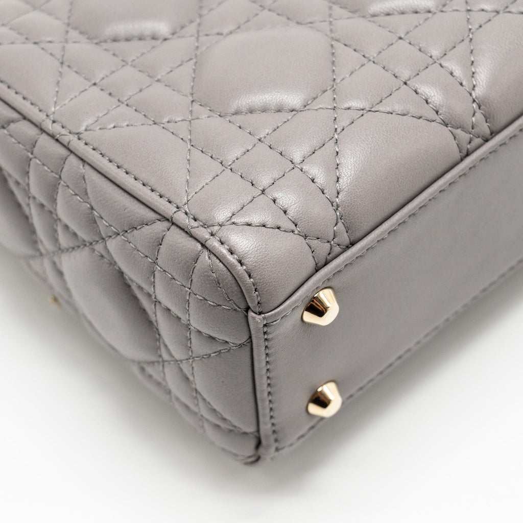 DIOR MINI LADY DIOR LAMBSKIN GREY LGHW