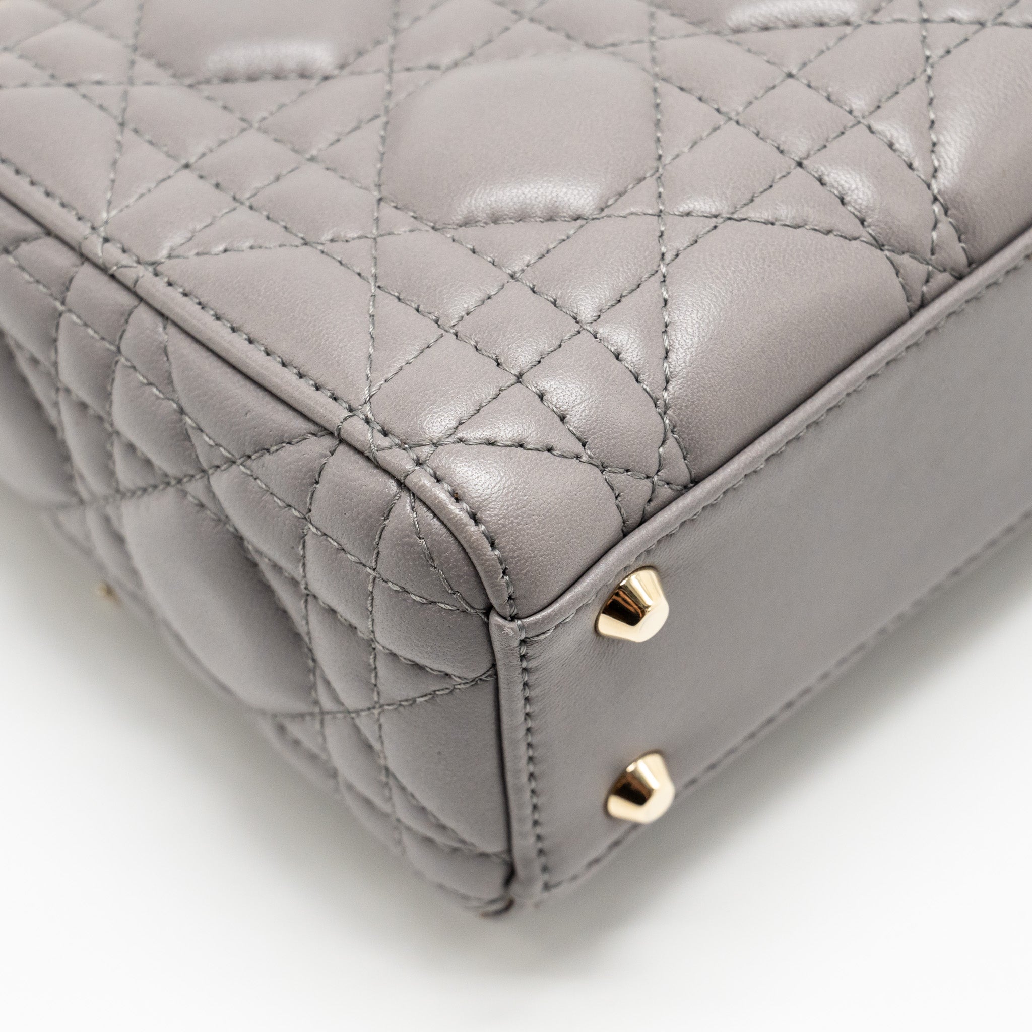 DIOR MINI LADY DIOR LAMBSKIN GREY LGHW