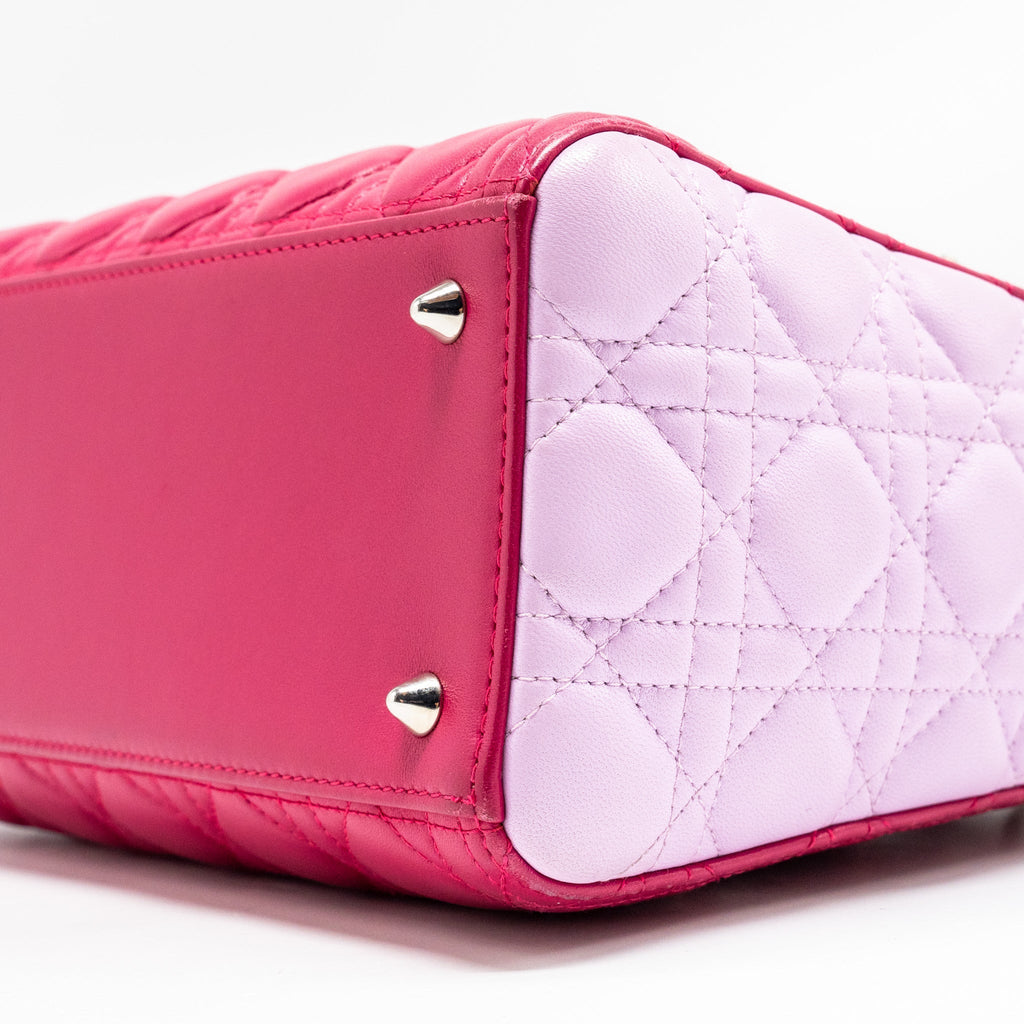 DIOR MEDIUM LADY DIOR LAMBSKIN PINK / MULTICOLOUR SHW