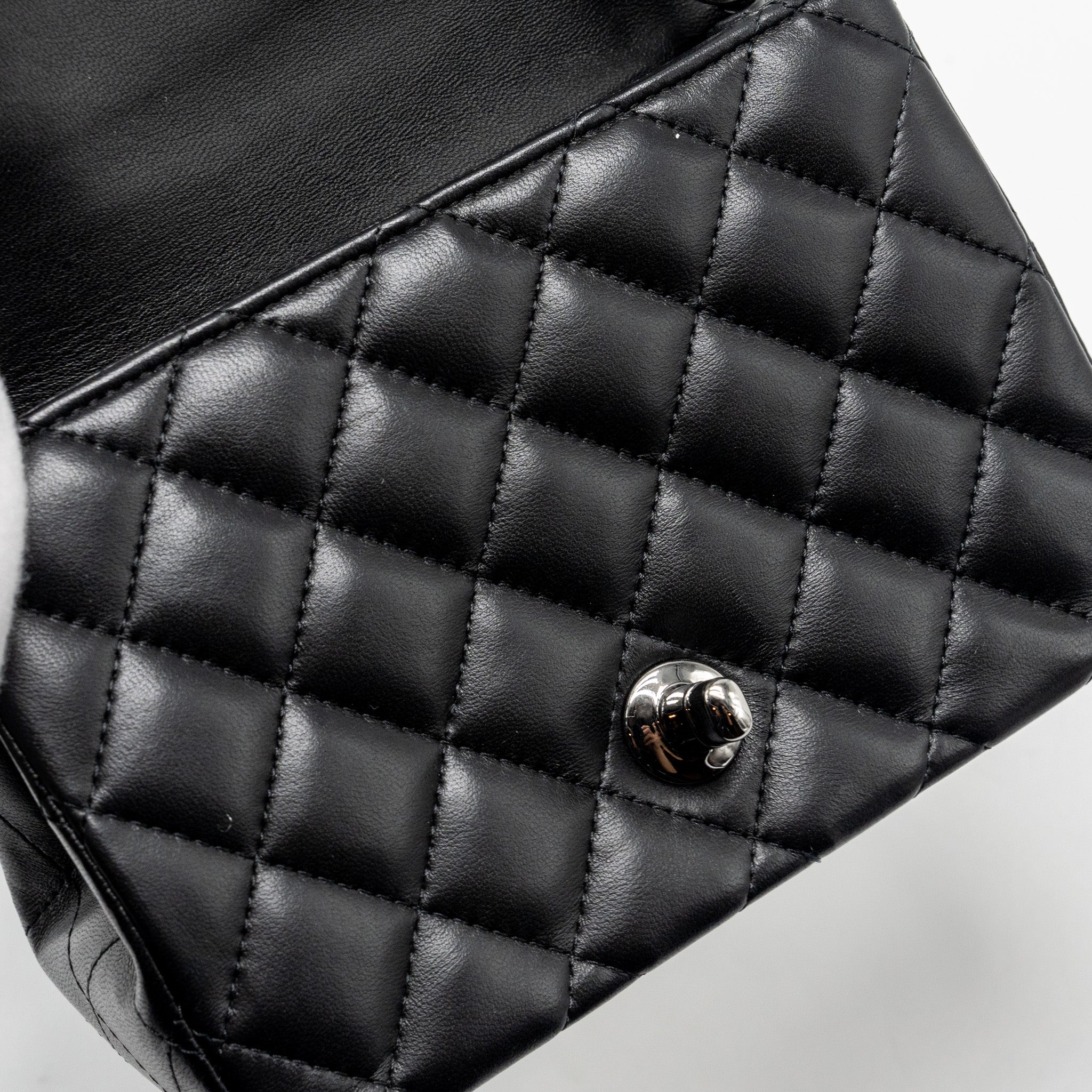 CHANEL MINI SQUARE FLAP BAG LAMBSKIN BLACK SHW